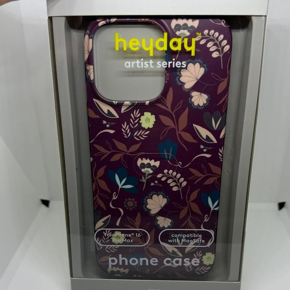 Heyday iPhone 16 Pro Max Case Purple Floral MagSafe Compatible NWT